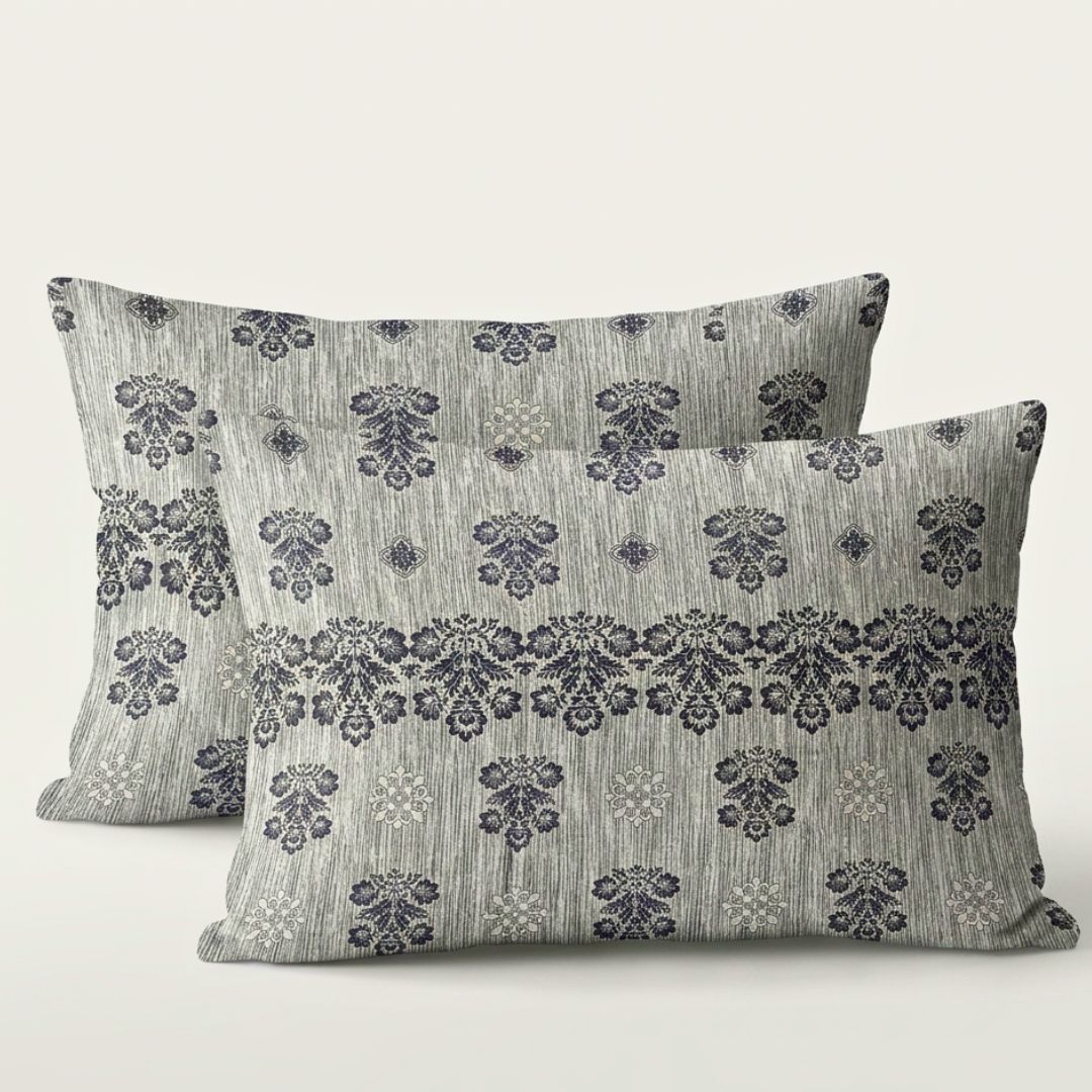 Silver Damask Soft Cotton Printed Bedsheet Set