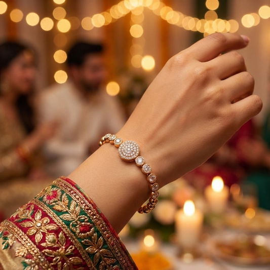 Elegant Round Crystal Gold Bracelet