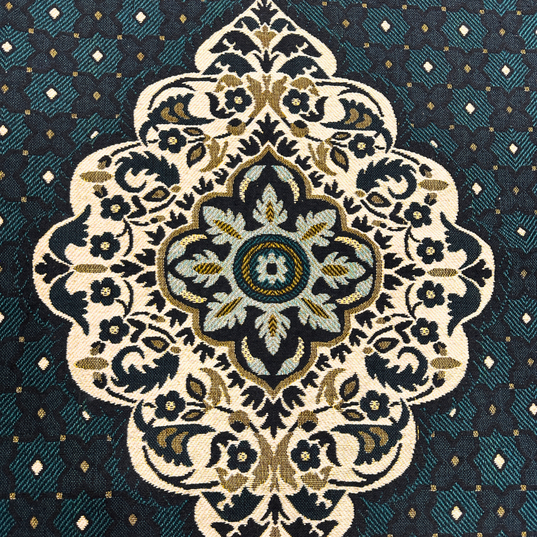 Traditional Emerald Green Multani Bedsheet – Diamond Floral Pattern