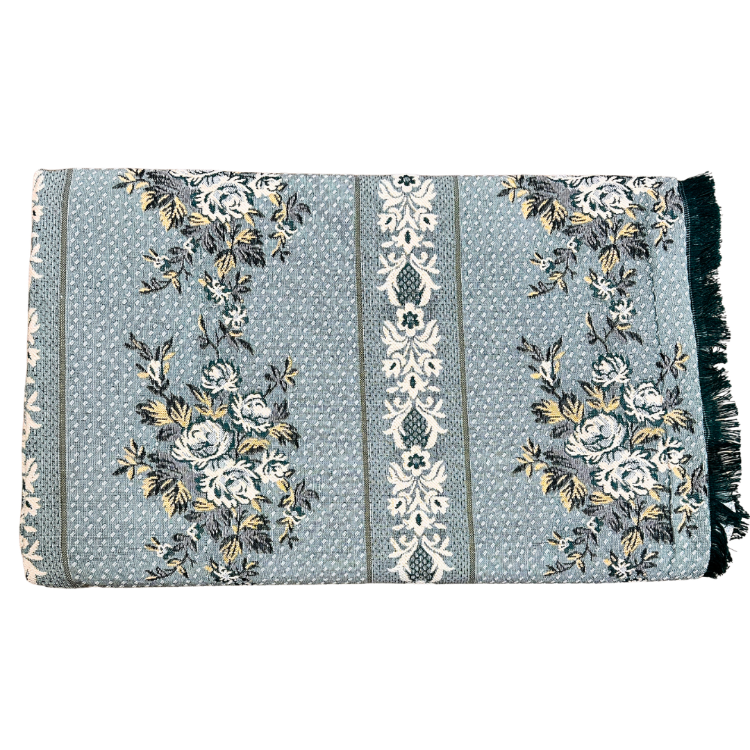 Floral Stripe Multani Bed Sheet – Emerald Green Classic Design