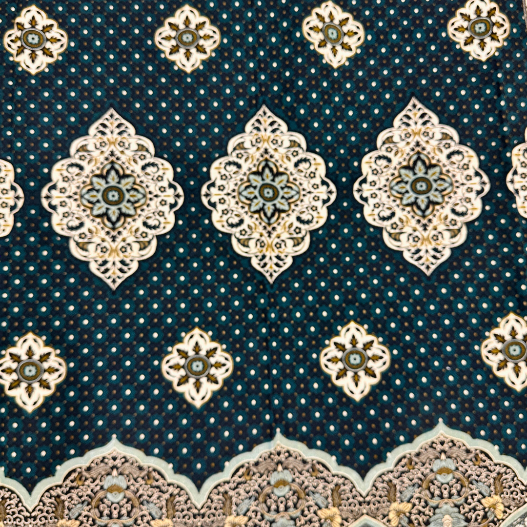 Traditional Emerald Green Multani Bedsheet – Diamond Floral Pattern
