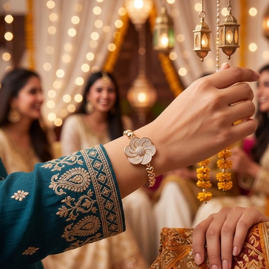 Luxury Floral Crystal Gold Bracelet