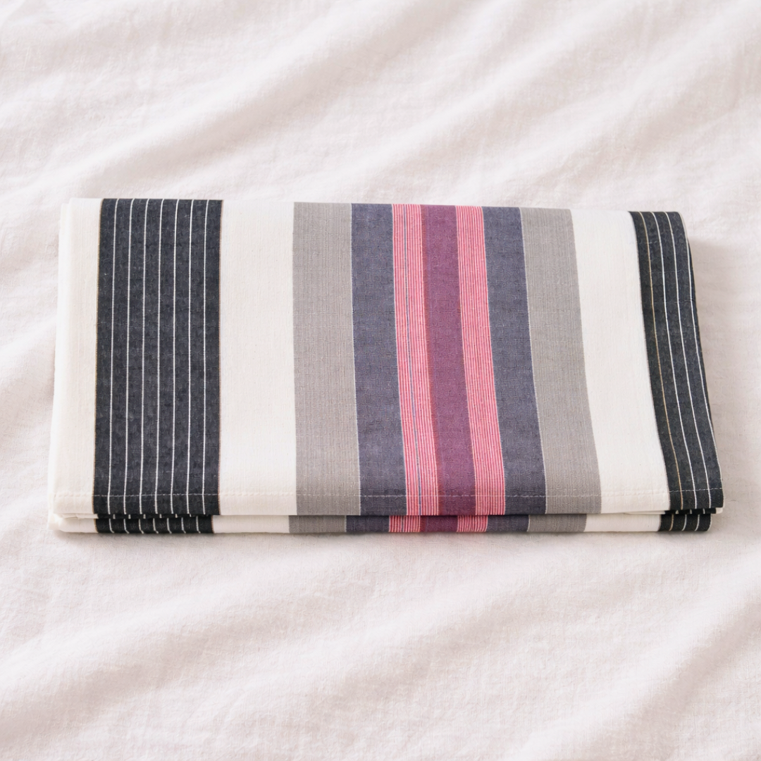 KT Cotton Double Bed Bedsheet-Elegant Multicolor Stripes
