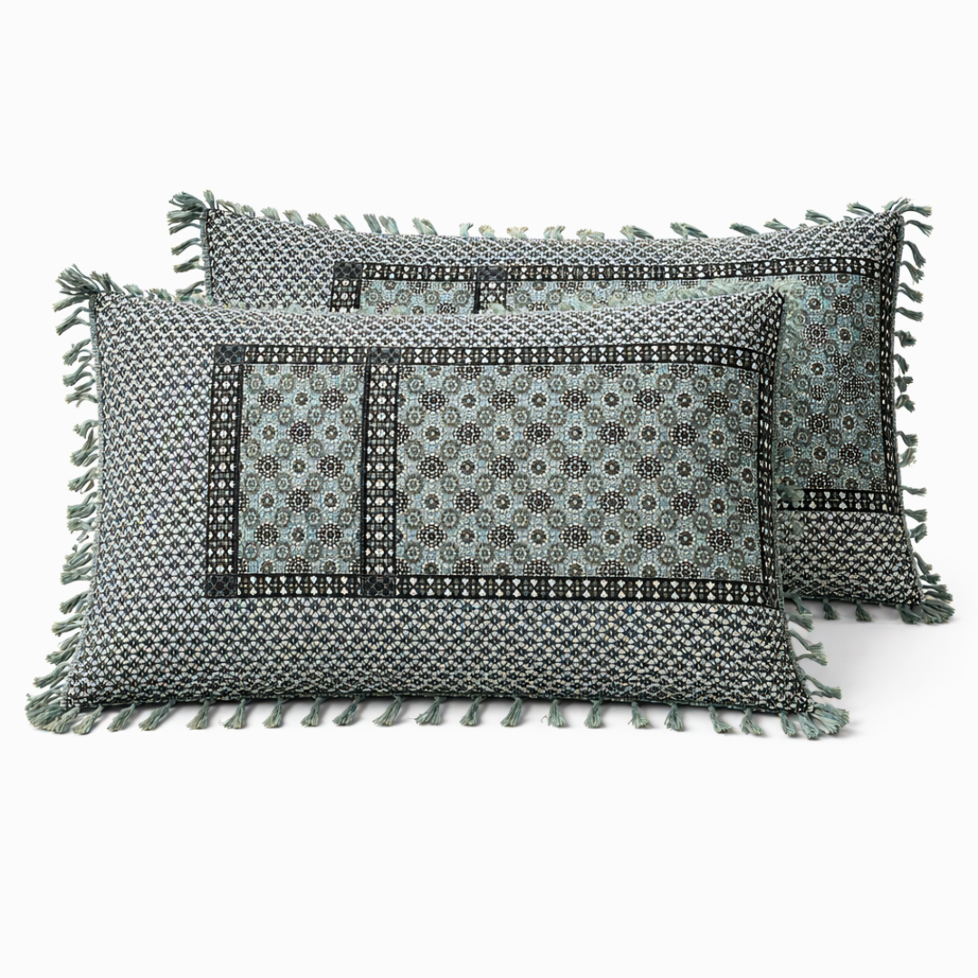 Ghulab Classic Grey & Black-3 Large Motifs-Multani Bed Sheet Set