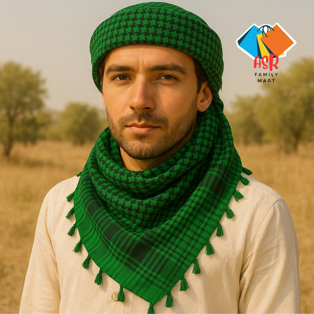 Elegant Checkered Shemagh Scarves for Men with Tassels-Pack of 3