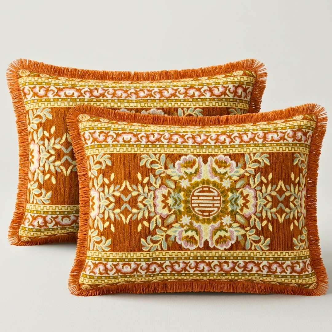 Mora Medallion Multani Bed Sheet –Orange Classic Design