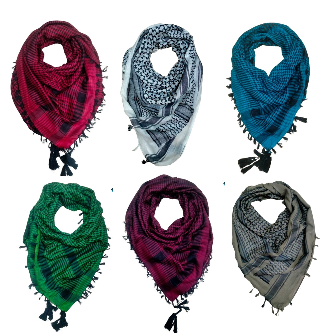 Elegant Checkered Shemagh Scarves for Men with Tassels-Pack of 3