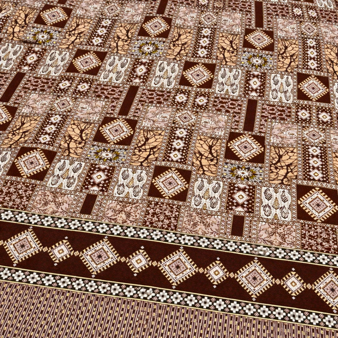 Traditional Multani Jazem – 9x12 Ft – Geometric Patchwork Medallion Pattern